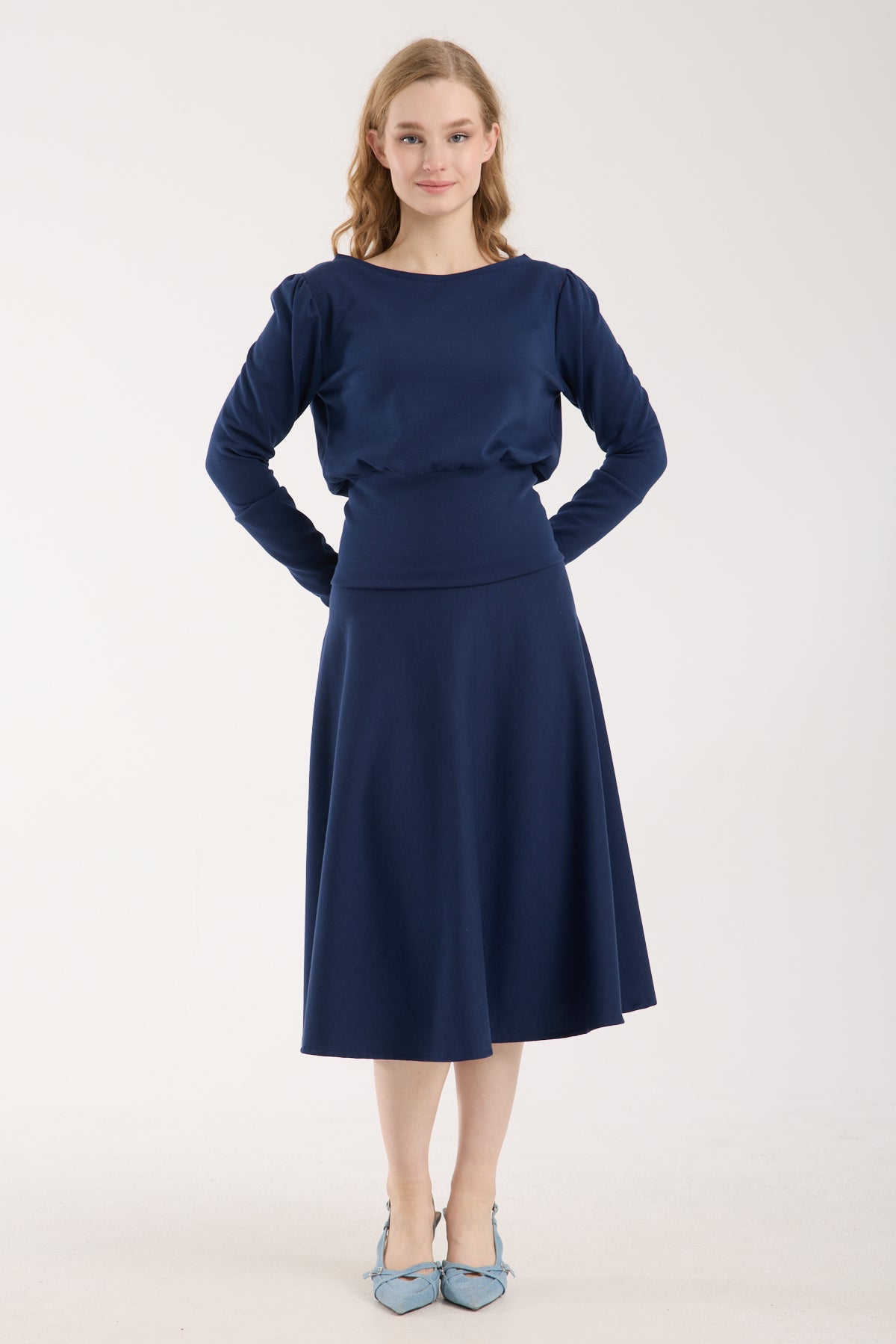 Puf Kollu Kayık Yaka Brami Üst