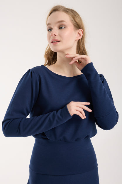 Puf Kollu Kayık Yaka Brami Üst