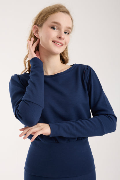 Puf Kollu Kayık Yaka Brami Üst