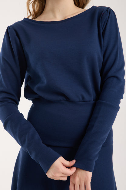 Puf Kollu Kayık Yaka Brami Üst