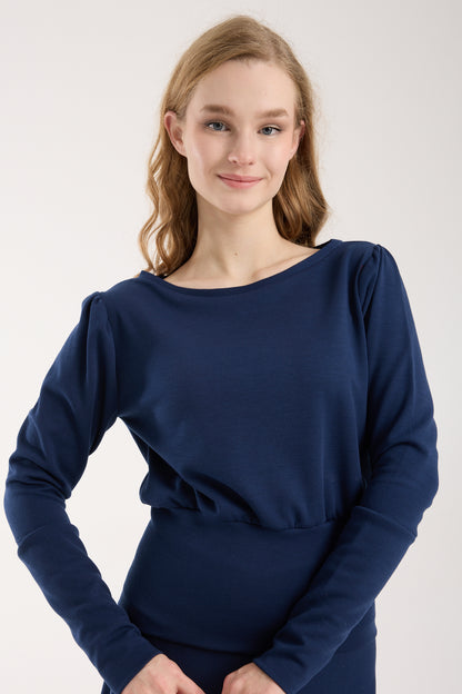 Puf Kollu Kayık Yaka Brami Üst