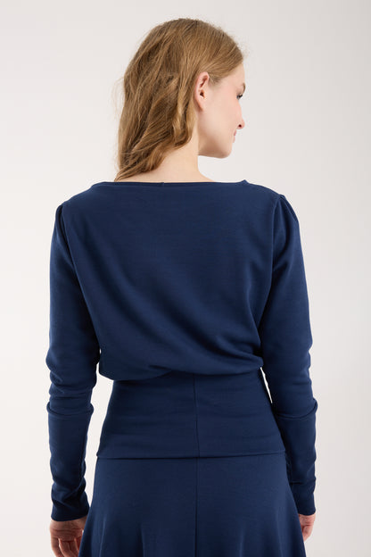 Puf Kollu Kayık Yaka Brami Üst