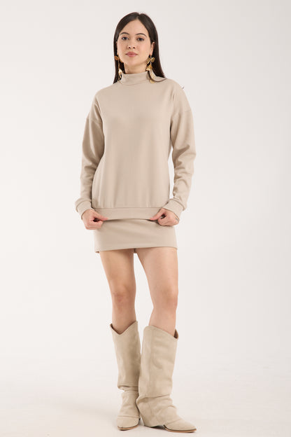 Yüksek Yaka Düşük Kollu Sweet