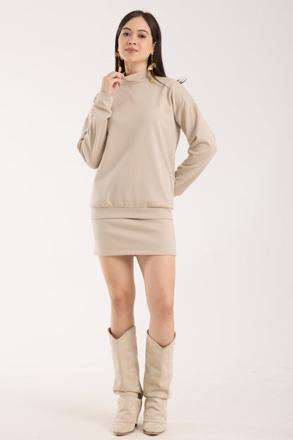 Yüksek Yaka Düşük Kollu Sweet & Mini Etek