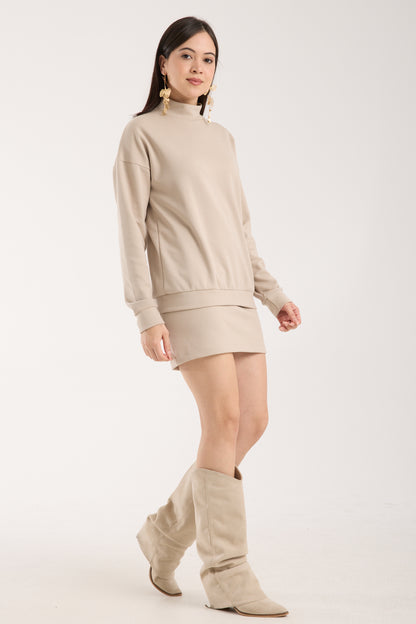 Yüksek Yaka Düşük Kollu Sweet