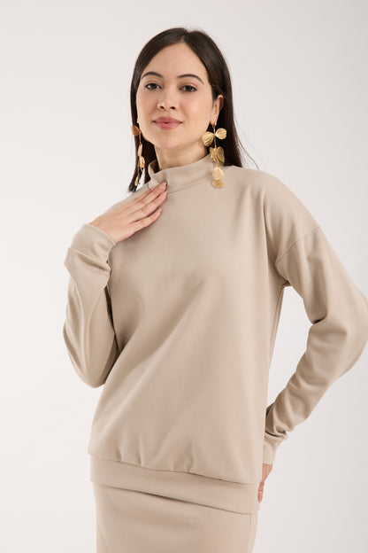 Yüksek Yaka Düşük Kollu Sweet