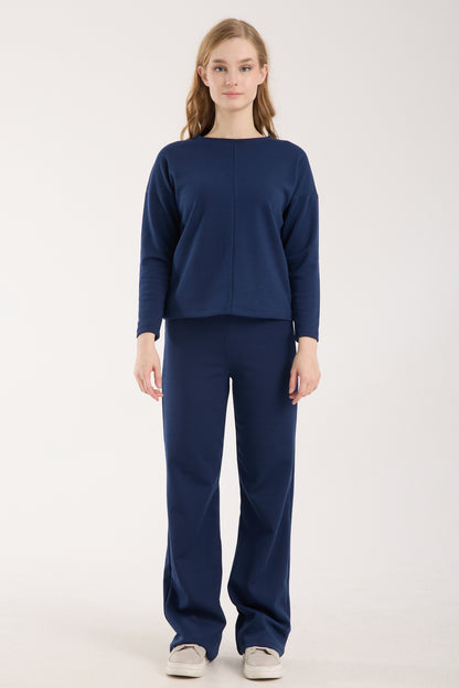 Dokulu Orta Bel Pull-on Pantolon