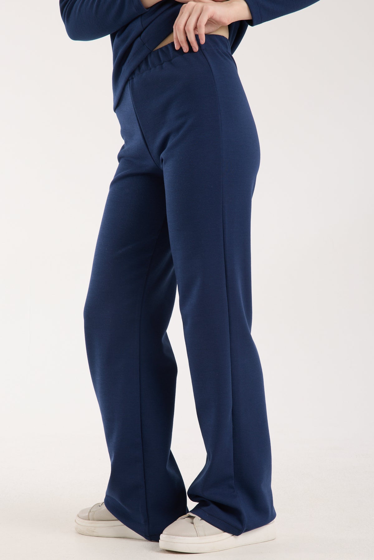 Dokulu Orta Bel Pull-on Pantolon