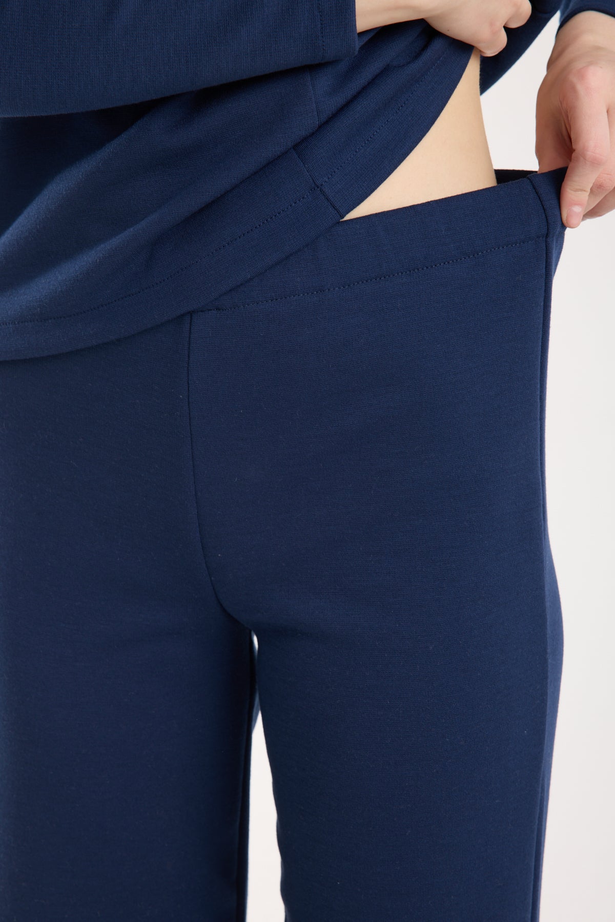 Dokulu Orta Bel Pull-on Pantolon