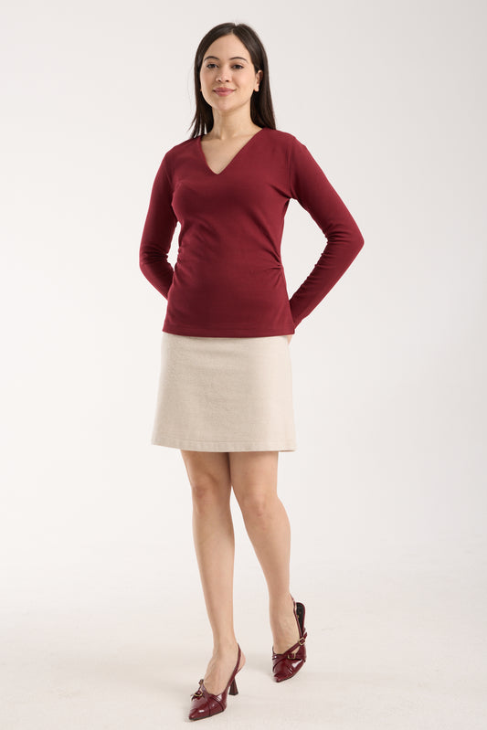 V Yaka Yandan Büzgülü Brami Üst