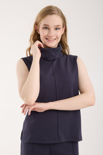 2'li Modal Takım Yırtmaç Detaylı Üst & Yüksek Bel Düz Kesim Pantolon