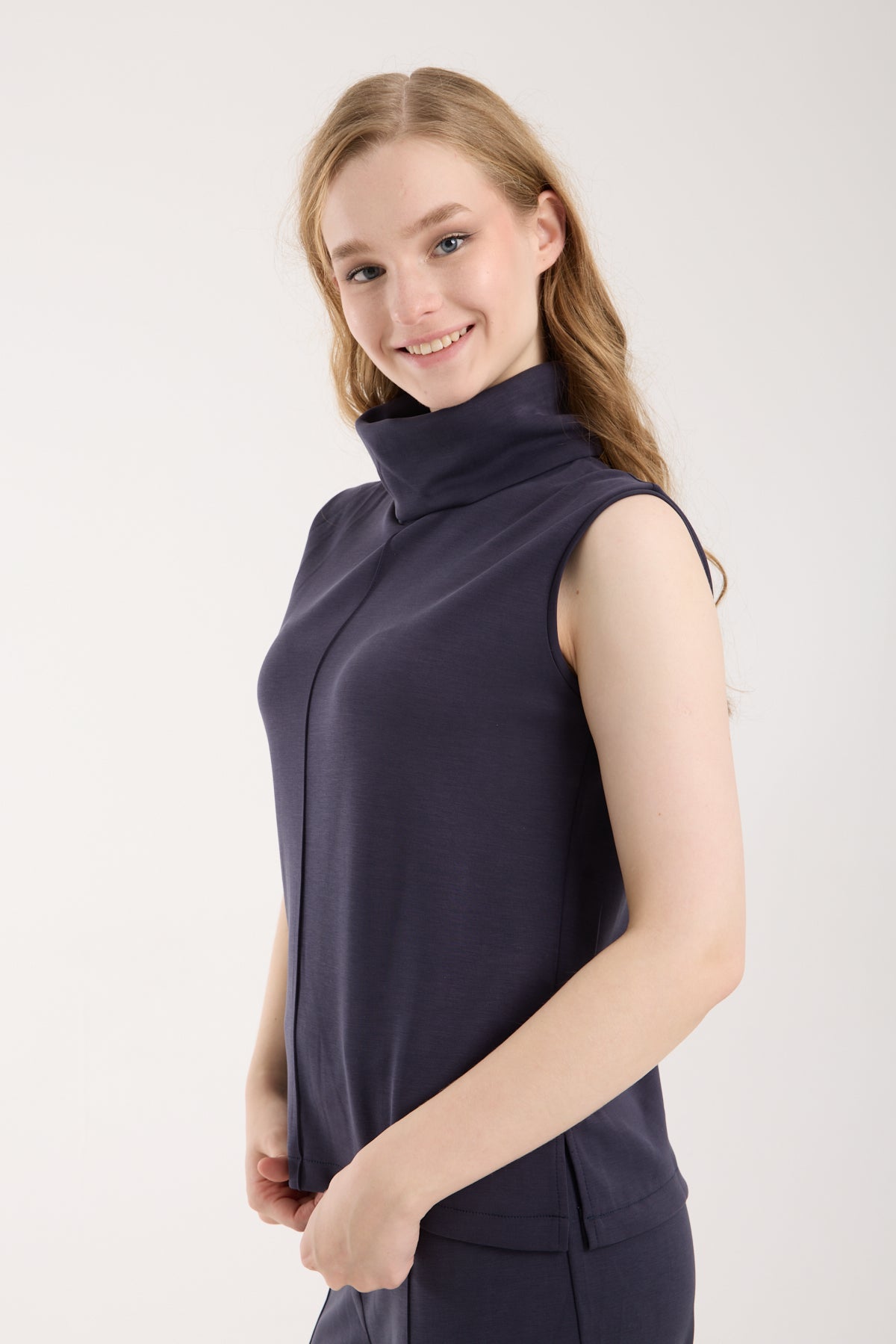 2'li Modal Takım Yırtmaç Detaylı Üst & Yüksek Bel Düz Kesim Pantolon