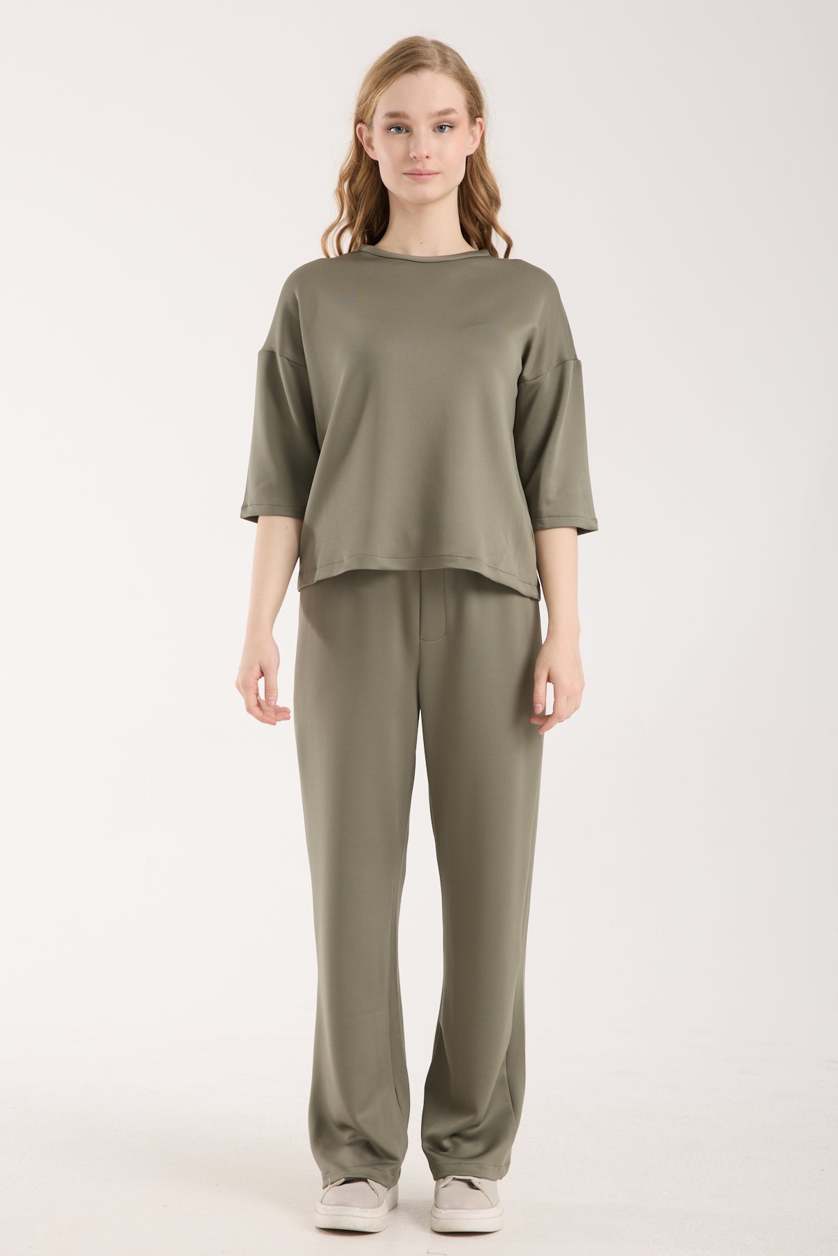 2 Parça Set Üç Çeyrek Kollu Üst & Rahat Modal Pantolon