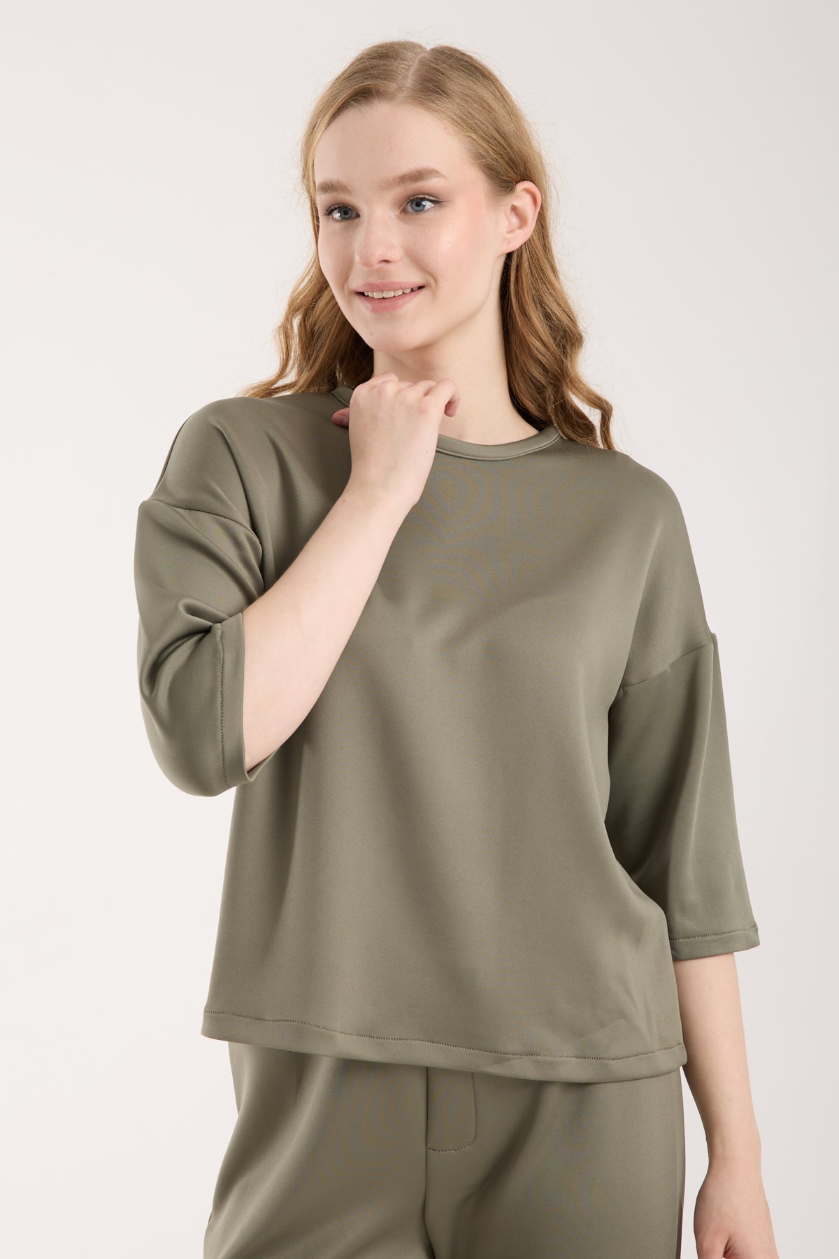 2 Parça Set Üç Çeyrek Kollu Üst & Rahat Modal Pantolon