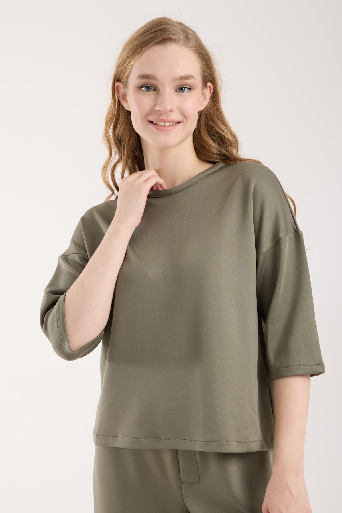 2 Parça Set Üç Çeyrek Kollu Üst & Rahat Modal Pantolon