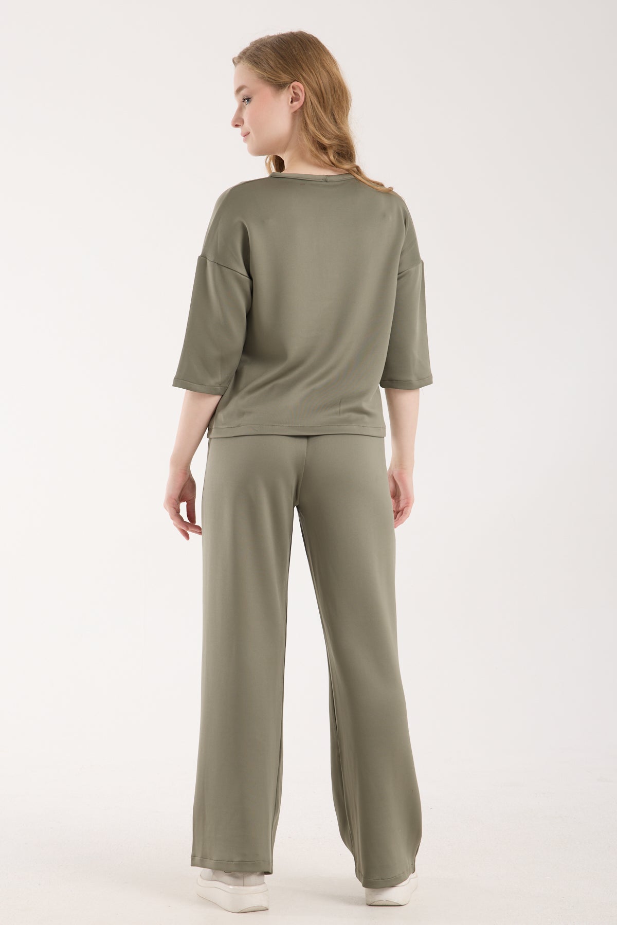 2 Parça Set Üç Çeyrek Kollu Üst & Rahat Modal Pantolon